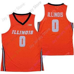 Mitch 2020 New NCAA College Illinois Fighting Illini Jerseys 0 Basketball Jersey Orange All Stitched