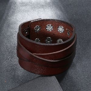 Cross Leather Bangle Cuff Button Adjustable Bracelet Wristand for men women Fashion jewelry black