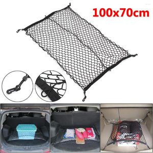 Car Organizer X-100cm X 70cm Black Nylon Trunk Net Luggage Storage Bag Rear Tail Mesh Network With 4 Hooks