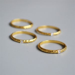 Cluster Rings Wedding Amaiyllis 18k Gold Minimalist Retro Bump Texture Square Zircon Thin Punk Statement Jewelry 220922