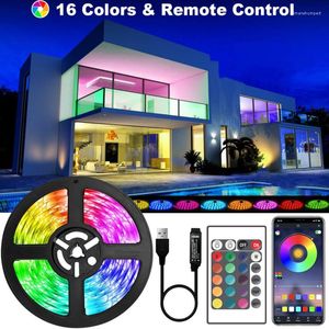 Remsor LED -remsa lampor USB Bluetooth App Control RGB SMD DC5V 30M flexibel lampband f￶r TV -skrivbordssk￤rm Backlight Dekorera