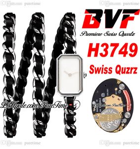 BVF 프리미어 H3749 Swiss ETA Quartz Ladeise Watch Rosck 팝 블랙 스틸 케이스 MOP 다이얼 인터 짜인 Leahter Strap Super Edition Watch Puretime D4