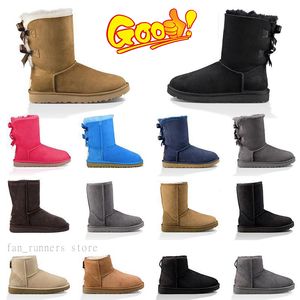 Botas de neve feminina inverno luxo menina clássico tornozelo curto laço mini pele preto castanho rosa gravata borboleta designer austrália feminino