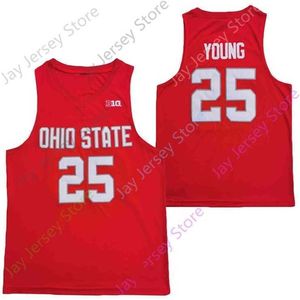 Mitch 2020 Nowy NCAA Ohio State Buckeyes koszulki 25 Kyle Young College Basketball Jersey Red Grey Size Haft dla dorosłych