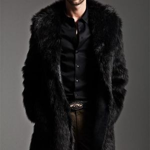 Men's Fur Faux Autumn and Winter Large Lapel Long Jacket fashion thicken Overcoat Mens Clothing 220924