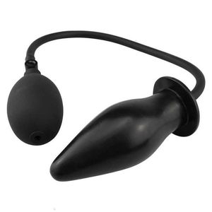 Sex Appeal Massager Soft Silicone Inflatable Anal Plug Black Pump Beads Butt Dilator Anus Toy for Female Male Couples