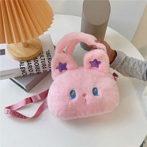 Sırt çantaları sevimli tavşan çocukları peluş omuz çantası güzel pembe kız bebek küçük çanta çanta prenses aksesuarları crossbody çanta madeni para 220924