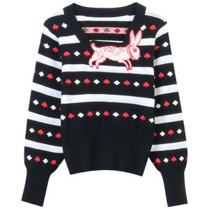 901 2022 Runway Autumn Sweaters Brand Mesmo estilo Pesco￧o quadrado Pullover comprido Mingmei feminino Mingmei