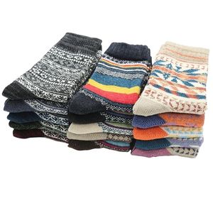 Herrensocken Winter Herren Wollsocken Harajuku Retro Warm Dick Bequem Gestrickte Lässige Gestreifte Socken 5 Paar 220923