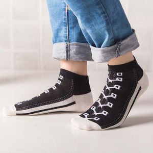 Calzini da uomo Giapponesi Divertenti Kawaii Stampa di scarpe Corti in cotone Moda Harajuku Hip Hop Carini Trendy Morbidi Donne Creative Calze da barca