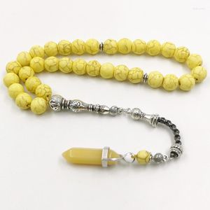 Strand Tasbih Stone Amarelo com Acenturina Natural Acessórios Muslimes Pedra Islâmica Eid Presente 33 Breads Bracelet