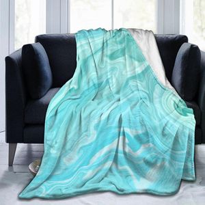 Blankets Flannel Blanket Green And Teal Marble Light Thin Mechanical Wash Warm Soft Throw On Sofa Bed Travel Patchwork