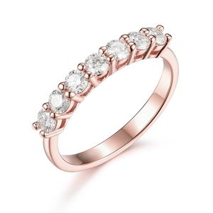 Cluster-Ringe Kuololit 07CT DVVS1 Ring für Damen Solid14K 10K Roségold passender halber Ehering zur Verlobung 220922