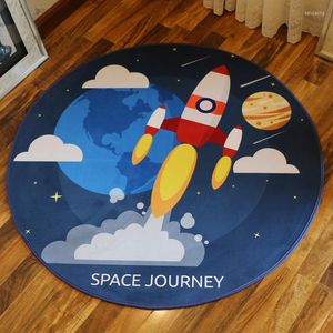 Mattor WinLife Universal Style Cartoon Kids Rugs Computer Chair Round Area Mats For Bedroom Anti-Skid Galaxy Rug