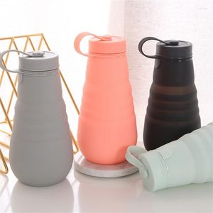 Bottiglie d'acqua Bottiglia pieghevole in silicone da 500 ml Grande capacità Resistenza alle alte temperature Sport all'aria aperta Tazza retrattile portatile