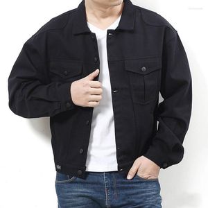 Мужские куртки Mcikkny Men Men Cargo Casual Denim Jacket Coats Loose Fit Motorcycle Jeans для мужского сплошного цвета плюс размер L-7XL