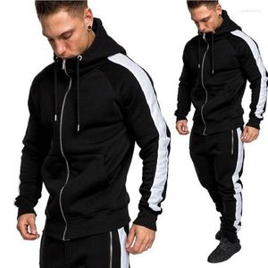 Tute da uomo Zogaa da uomo Pantaloni da jogging Tuta Due pezzi Felpe con cappuccio Pantaloni della tuta Set Casual Cerniera Capispalla Tuta da ginnastica 2 pezzi Completi