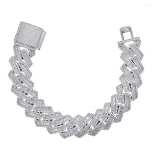 Charm Bracelets Heavy Chunky 19MM Cuban Link Chain Bracelet 5A Cubic Zirconia CZ Hip Hop Rock Rapper Men Jewelry