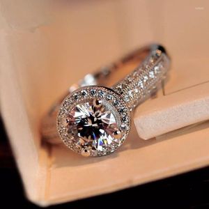 Cluster Rings Solitaire Female Promise Ring Silver Color Cz Engagement Wedding Band For Women Birdal Statement Jewelry Gift