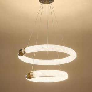 Подвесные лампы современный роскошный K9 Crystal Double Ring люстра Творческое простые гальванирующие золотые рестораны