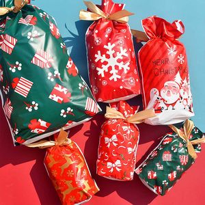 Gift Wrap Gody Christmas Candy Bag Santa Presentväska snöflinga dragkammare Juldekorationer för hem Nytt år Noel presenterar T220926