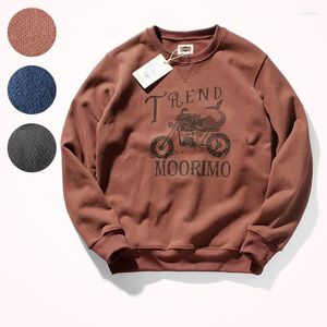 Men's Hoodies Heavyweight Men's Round Neck American Casual Pullover Autumn And Winter Plus Velvet Thick Motorcycle Printed Sport Tops