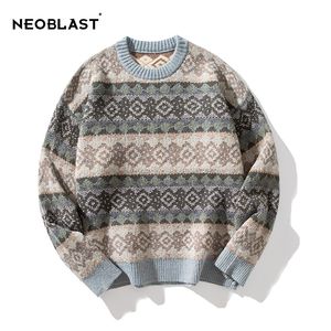 Erkek Sweaters Erkekler Vintage Pullover Knited Sweater Plus Boyut Bohem Çizgili Arglem Jumper Estetik Sweatshirt Retro Kış Giyim 220924