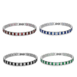 Bling Bling Bagutte Prong Crystal Tennis Bracelet para mulheres senhoras Branco revestido de ouro azul branco preto preto verde cúbico zirconia jóias presentes de joias