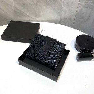 Porta carte di credito in vera pelle Portafoglio di design Luxurys Uomo Moda donna Coin Black Key Pocket Slot interno 220918