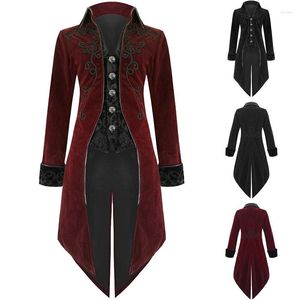 Men's Trench Coats Nice Men Vintage Tailcoat Gothic Steampunk Coat Mens Retro Frock Outfit Overcoat Cosplay Costume Tuxedo For Party