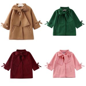 NUOVO 2022 abbigliamento inverno autunno da 2022 GIOLDI RAGAZZE CAPPOLA IN LUGNO MANICA LUNGA LOWKNOT SOLID BLUI BLUI BLUI ATTIVITTI CALDI TOTTI 2-8T 20220926 E3