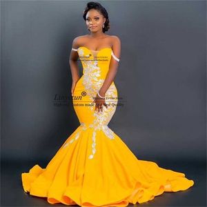 Vestidos de festa vestidos de baile de sereia de ouro sexy com apliques de renda de lantejoulas ASO EBI Dress Court Court Formal Women Party Dress 220923