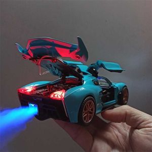 Diecast Model car 1/24 Diecasts Simulation HongQi S9 Model Sport Car Cool Toy Exhaust Effects Spray Light Alloy Body One Key Open Butterfly Door 220926