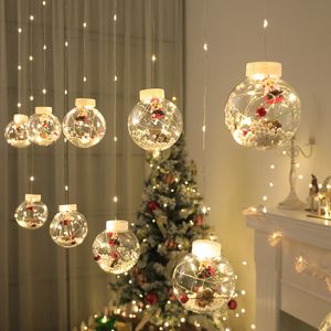 卸売クリスマスデコレーションカーテンライトライトライト弦プラスチックウィッシュボール10pcs/set led copper wire light santa claus treeペンダントA12