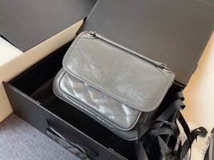 Lushentic Grey and black bag with chain strap shoulder bag handbag head layer oil wax skin