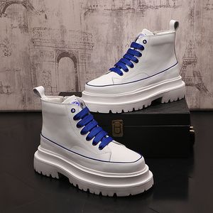 Italy Classic Wedding Dress Party Shoes Fashion High-top Breathable Sports Casual Sneakers Round Toe Thick Bottom Oxford Business Driving Walking Boots Y53