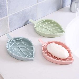 Storage Boxes Plastic Leaf Shape Soap Dish Plate Double Layer Dishes Case Box Holder Drain Container Bathroom Accessories