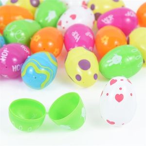 Other Festive Party Supplies 12 24pcs Colourful Easter Egg Kid Printed Pastel Plastic Assorted Eggs Hunt Children Child DIY Educational Toys Gifts 220922