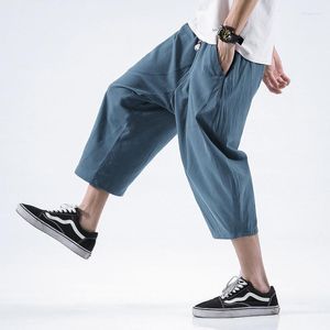 Herrbyxor Men 2022 varumärkekläder Summer Högkvalitativ bomullslinne Elastisk midja Casual Pants/Man Slim Fashion Haroun