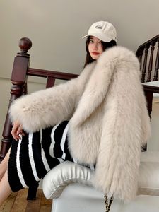 Women s Fur Faux OFTUBY Real Coat Natural Warm Loose Thick Winter Jacket Women Woven Strip Sewed Toghter Fashion 220926