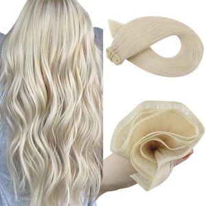 Hair Wefts Last 12 Months Ugeat Flat Silk Virgin Human 100 Sew in PU Extensions 220924