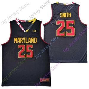 MITCH 2020 NEW NCAAメリーランドテラピンズ統計ジャージ25 Jalen Smith College Basketball Jersey Black Red Size Youth Adult