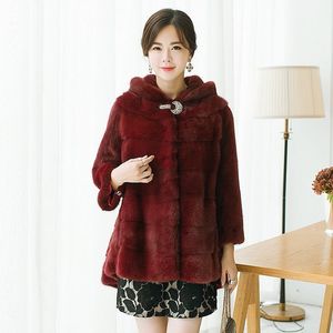 Pelliccia da donna Faux Giacca da donna ordinaria in pelliccia di visone naturale giacca calda moda invernale rosso bianco 220926