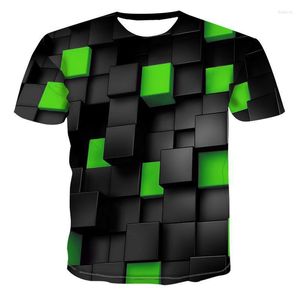 Herren-T-Shirts, maskuline Mango-T-Shirts mit dünner Passform, geometrische Männer, dreidimensionales 3D-Muster, digitale T-Shirt-Drucke, Will See T-Shirt