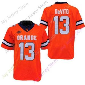 Mitch 2020 New NCAA Syracuse Jerseys 13 DeVito College Football Jersey Orange Size Youth Adult Embroidery