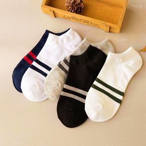 Men's Socks Wholesale- 1 Pair Fahsion Concise Style Stripe Ankle Crew Mens Cotton Low Cut Casual Color