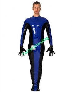 Catsuit kostymer pvc faux läder sexig unisex fetisch zentai bodysuit separerade händer färgblock mamma väska bodybag scen props vuxen fancy klänning klänning