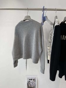 Kadın Sweaters Sonbahar ve Kış Sticker Nakış Yuvarlak Boyun Pullover Gevşek Drawstring Örme Kazak Kadınlar