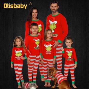 Aile Eşleşen Kıyafetler Aile Noel Pijamaları Anne Kızı Fanther Oğul Eşleştirme Aile Kıyafetleri Çocuklar Kırmızı Çizgili Canavar Seti Seti 220922