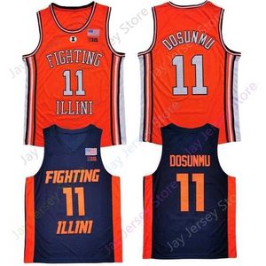 Mitch 2021 New Illinois Fighting Illini 11 Ayo Dosunmu Jersey NCAA Collge Basketball Trikots Orange Navy Männer Größe S-3xl